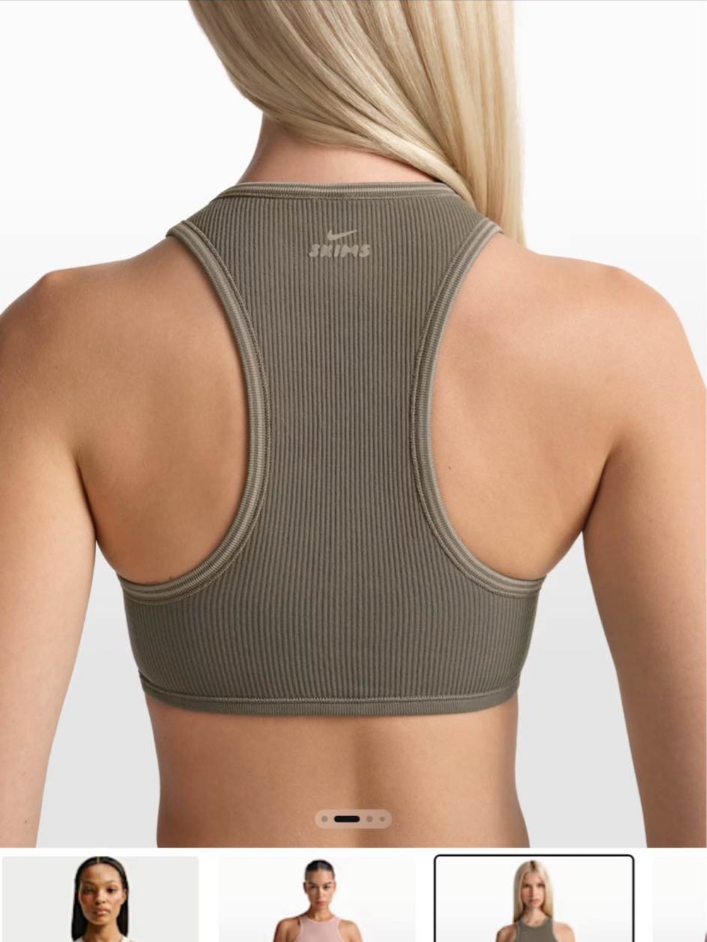 SKIMS Ribbed Racerback Crop Top — Olive - Picture 4 of 4